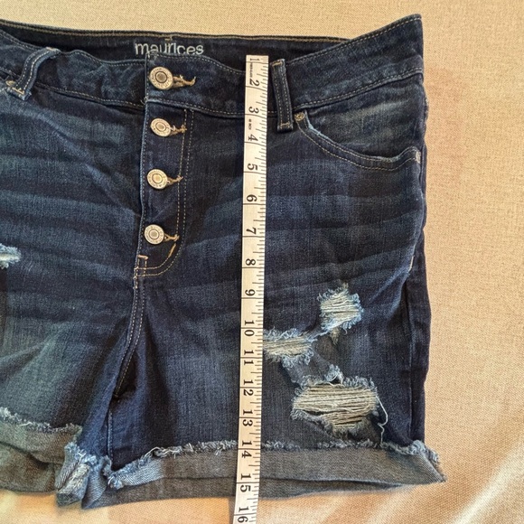 Maurices Black Jean Shorts Distressed Raw Hem - Picture 6 of 8